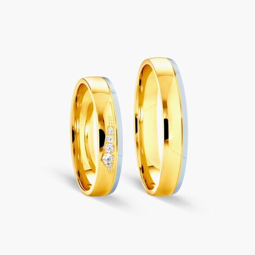 Obrączki ślubne: dwukolorowe złoto, półokrągłe, 4 mm